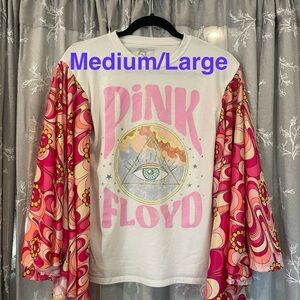 Pink Floyd Graphic Tee with Colorful Long Bell Sleeves